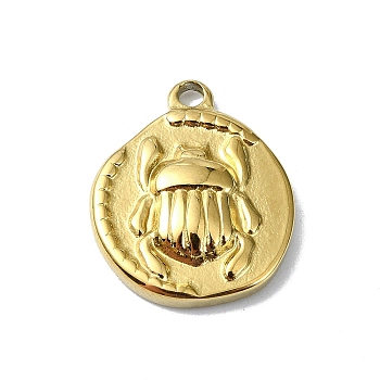 Ion Plating(IP) 304 Stainless Steel Pendants, Real 18K Gold Plated, Flat Round Charm, Ladybug, 16x13.5x3mm, Hole: 1.6mm