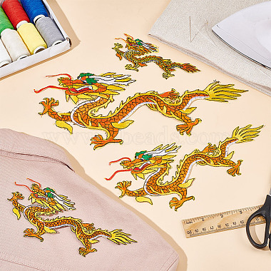 Nbeads 4Pcs 4 Styles Dragon Embroidery Iron on/Sew on Patches(DIY-NB0010-88)-4