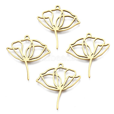 Real 18K Gold Plated Flower 304 Stainless Steel Pendants