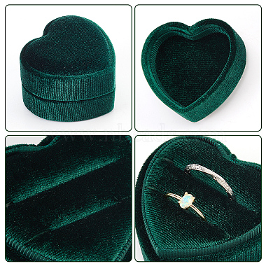 Caja para guardar anillos de pareja de cartón recubierta de terciopelo en forma de corazón(CON-WH0087-81A)-3