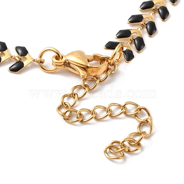 Enamel Ear of Wheat Link Chains Bracelet(BJEW-P271-02G-01)-4