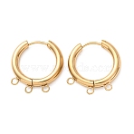 304 Stainless Steel Huggie Hoop Earring Findings, Round, with 3-Loops, Ion Plating(IP), Long-Lasting Plated, Golden, 21x20x3mm, Hole: 1.8mm(STAS-D183-03G-G)