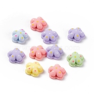 Flower Opaque Resin Cabochons, Mixed Color, 17~17.5x17~17.5x7mm(RESI-G041-D03)