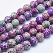 Natural Imperial Jasper Beads Strands, Dyed, Round, Blue Violet, 10mm, Hole: 1mm, about 38pcs/strand, 15.5 inch(X-G-I122-10mm-15)
