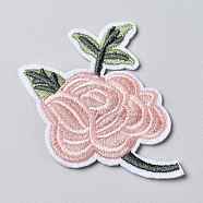 Computerized Embroidery Cloth Iron on/Sew on Patches, Costume Accessories, Appliques, Rose Shape, Colorful, 59x70x1.8mm(DIY-P006-19)