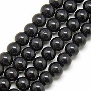 Glass Beads Strands, Round, Black, about 10mm in diameter, hole: 1mm, about 30pcs/strand, 12 inch(GR10mm27Y)