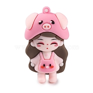 The 12 Chinese Zodiac Girl Doll PVC Plastic Pendants, Pig, 57.5x32.5x19.5mm, Hole: 3mm(KY-S172-16K)