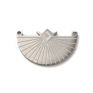 Bohemian Style 304 Stainless Steel Pendant, Half Round, Stainless Steel Color, 15.5x25x1mm, Hole: 1.4mm(STAS-M314-03D-P)