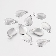 Shell 316 Surgical Stainless Steel Filigree Charms, Stainless Steel Color, 12x7x1mm, Hole: 1mm(X-STAS-M258-13)