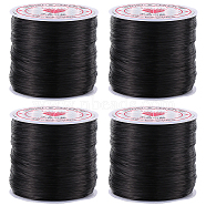 4 Rolls Flat Elastic Crystal String, Elastic Beading Thread, for Stretch Bracelet Making, Dyed, Black, 0.8mm, about 65.61 yards(60m)/roll(EW-SC0001-05C)