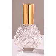 Shell Shape Empty Glass Perfume Spray Bottle, with Aluminum Lid, Fine Mist Atmoizer, Golden, 7.1x4.7cm, Capacity: 15ml(0.51fl. oz)(PW-WG82674-02)