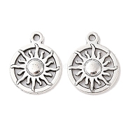 Tibetan Style Alloy Pendants, Cadmium Free & Lead Free, Flat Round and Sun, Antique Silver, 20x16x2mm, Hole: 1.5mm, about 719pcs/1000g(TIBEP-R304-062AS-LF)