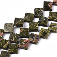 Natural Unakite Beads Strands, Rhombus, 11x11x3.5mm, Hole: 0.8mm, about 39~40pcs/strand, 15.75 inch(40cm)(G-S374-001)