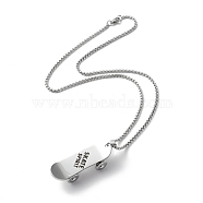 304 Stainless Steel Skateboard with Word Skate Spirit Pendant Necklace, Punk Hip-Hop Jewelry for Women Men, Stainless Steel Color, 20.08~20.94 inch(51~53.2cm)(NJEW-M188-01P)