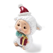 Christmas Animals Resin Sculpture Ornament, for Home Desktop Decorations, Sheep, 45x34x56mm(RESI-K025-01I)