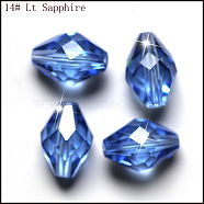 Imitation Austrian Crystal Beads, Grade AAA, K9 Glass, Faceted, Bicone, Light Sky Blue, 6x9.5mm, Hole: 0.7~0.9mm(SWAR-F054-9x6mm-14)