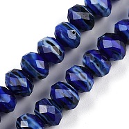 Handmade Lampwork Beads Strands, Faceted, Rondelle, Dark Blue, 10x7.5mm, Hole: 1.6mm, about 60pcs/strand, 17.72''(45cm)(LAMP-T007-13H)