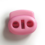 Nylon Cord Locks Clip Ends, Double Hole Drawstring Stopper Fastener Buttons, Pink, 1.8x2cm, Hole: 4mm(PURS-PW0001-159-10)