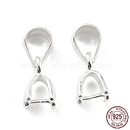 925 Sterling Silver Ice Pick Pinch Bails, Silver, 8x5x3.4mm, Pin: 0.1mm(STER-Z001-015S)