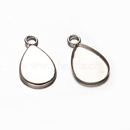 Teardrop 201 Stainless Steel Pendant Cabochon Settings, Plain Edge Bezel Cups, Stainless Steel Color, Tray: 14x10mm, 19x11x1.2mm, Hole: 2.5mm(STAS-D111-16)