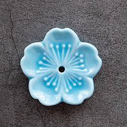 Porcelain Incense Burners, Flower Incense Holders, Home Office Teahouse Zen Buddhist Supplies, Sky Blue, 45x10mm(DJEW-PW0012-122F)
