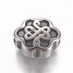 304 Stainless Steel Beads, Chinese Knot, Antique Silver, 8x10.5x5mm, Hole: 1.6mm(STAS-F212-041AS)