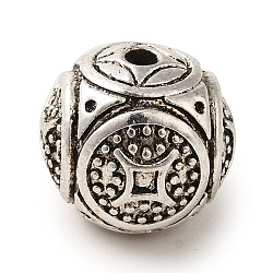 Tibetan Style Alloy Beads, Cadmium Free & Lead Free, Round, Antique Silver, 16x15mm, Hole: 2mm(TIBEB-L007-22AS)