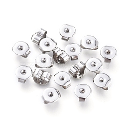 304 Stainless Steel Ear Nuts, Friction Earring Backs for Stud Earrings, 5.5x6x3mm, Hole: 0.8mm(X-STAS-E019-2A)