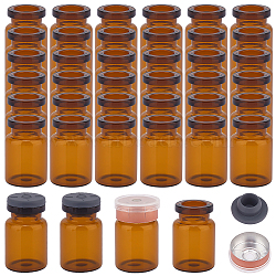 Amber Glass Lab Sample Vials, with Butyl Stopper & Plastic Top Cap, Sandy Brown, 3.9x2.2cm, Capacity: 5ml(0.17fl. oz)(AJEW-WH0513-28)