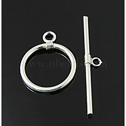 925 Sterling Silver Toggle Clasps, Ring: 22x17~18mm, Bar: 35~36x5~6mm, Hole: 1.5mm(STER-A008-38)