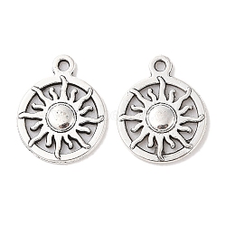 Tibetan Style Alloy Pendants, Cadmium Free & Lead Free, Flat Round and Sun, Antique Silver, 20x16x2mm, Hole: 1.5mm, about 719pcs/1000g(TIBEP-R304-062AS-LF)