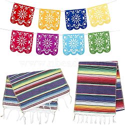 Cotton Flag Placemats for Dining Table and Felt Pennant Flags, with Ribbon and Pin, Rectangle, Mixed Color(DJEW-FG0001-03)