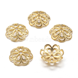 Alloy Fancy Bead Caps, Cadmium Free & Lead Free, Flower, Golden, 14x4mm, Hole: 2mm(X-PALLOY-00791-G-RS)