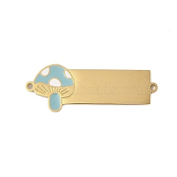 304 Stainless Steel Sky Blue Enamel Connector Charms, Mushroom Links, Golden, 30x11x1mm, Hole: 1.2mm(STAS-P377-14G-A)