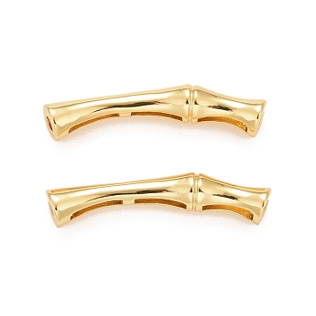 Rack Plating Brass Beads, Cadmium Free & Lead Free & Nickle Free, Bamboo, Real 18K Gold Plated, 7x30x5mm, Hole: 2mm