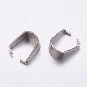 Tarnish Resistant 201 Stainless Steel Snap on Bails, for Pendant Making, Stainless Steel Color, 10.5x9x5mm