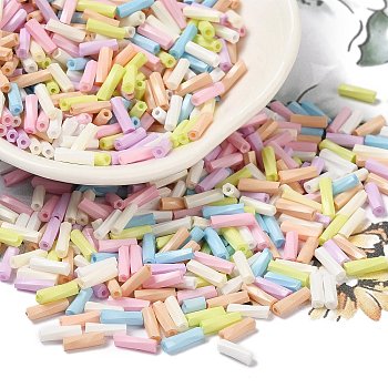 Baking Painted Glass Twist Bugle Beads, Round Hole, Mixed Color, 7x2mm, Hole: 0.8mm, about 13636pcs/pound