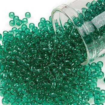 TOHO Round Seed Beads, Japanese Seed Beads, (72) Transparent Beach Glass Green, 8/0, 3mm, Hole: 1mm, about 222pcs/10g