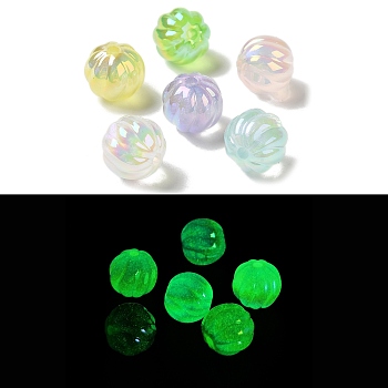 UV Plating Luminous Acrylic Beads, Round, Glow in the Dark Beads, Mixed Color, 14.5mm, Hole: 3mm