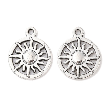 Tibetan Style Alloy Pendants, Cadmium Free & Lead Free, Flat Round and Sun, Antique Silver, 20x16x2mm, Hole: 1.5mm, about 719pcs/1000g