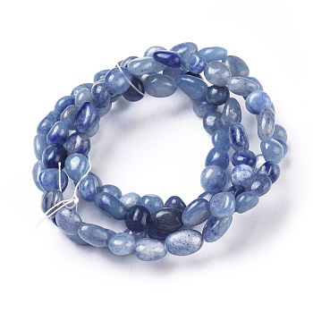 Natural Blue Aventurine Bead Stretch Bracelets, Tumbled Stone, Nuggets, Inner Diameter: 2~2-1/4 inch(5.2~5.6cm)
