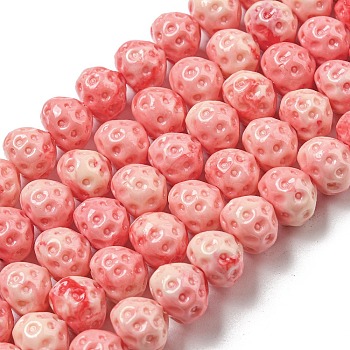 Synthetic Coral Dyed Beads Strands, Strawberry, Salmon, 11.5x9.5mm, Hole: 1.5mm, about 37pcs/strand, 13.78''(35cm)