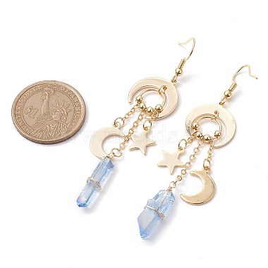 Dyed Natural Quartz Crystal Pendants Earrings(EJEW-TA00424)-3