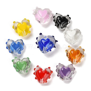 Mixed Color Heart Lampwork Beads