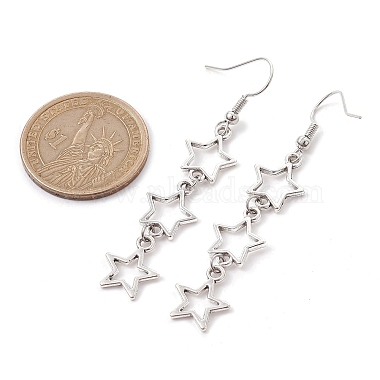 Boucles d'oreilles pendantes en alliage creux étoile pour femmes(EJEW-JE05628)-3