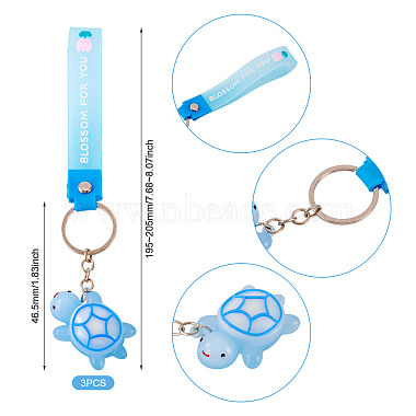 3Pcs PVC Tortoise Pendant Keychains(KEYC-TADJ0001-02B)-3