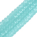 Imitation Jade Glass Beads Strands, Rondelle, Faceted, Turquoise, 7.5~8x5mm, Hole: 1~1.2mm, about 77~81pcs/strand, 14.96~17.32 inch(38~44cm)(GLAA-Q114-01A-C02)
