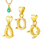 3Pcs 3 Styles Brass Pendant Cabochon Settings, Golden, Mixed Shapes, Tray: 5.5~7x4~5.5mm, 12~14x8~10.5x5~5.5mm, Hole: 4.5~5x3~3.5mm, 1pc/style(KK-PH0014-70)