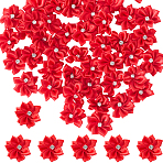 Polyester Rhinestones Flower for Ornament Appliques DIY Wedding, FireBrick, 28~30x10mm(FIND-WH20001-76B)