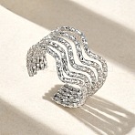 304 Stainless Steel Multi Layer Cuff Open Rings for Women, Stainless Steel Color, 18mm, Inner Diameter: 18mm.(RJEW-A095-04P)